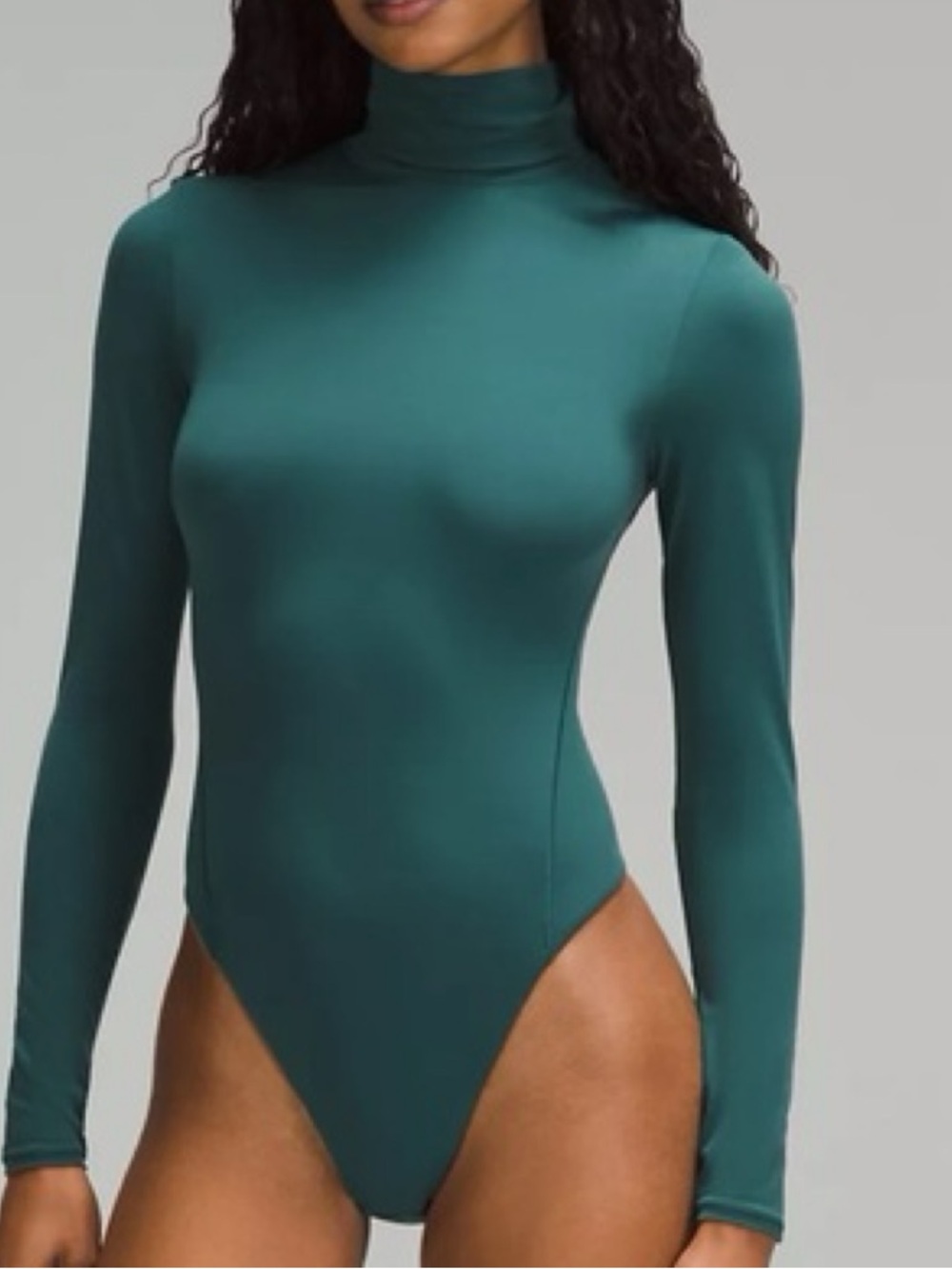 Lululemon Wundermost Ultra Soft Nulu Long Sleeve Turtleneck Bodysuit in Teal M